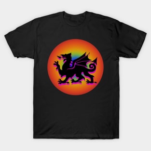 Wales Black and Pink Silhouette Dragon T-Shirt
